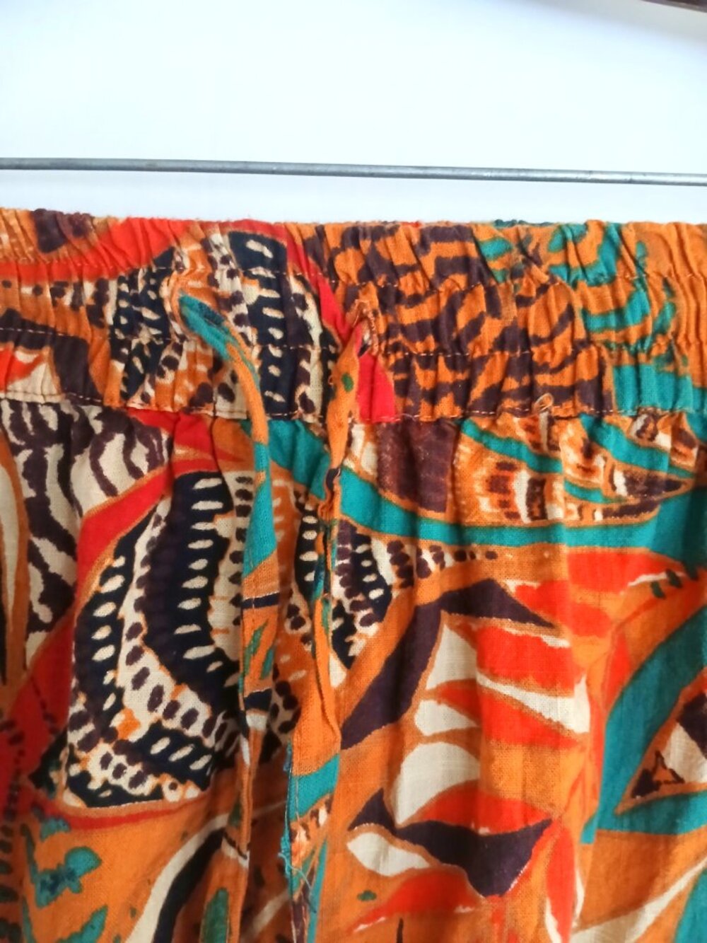 Mlle Gabrielle Elastic Waist Short Skirt L Tropical Boho Resort Made in India - Picture 5 of 7